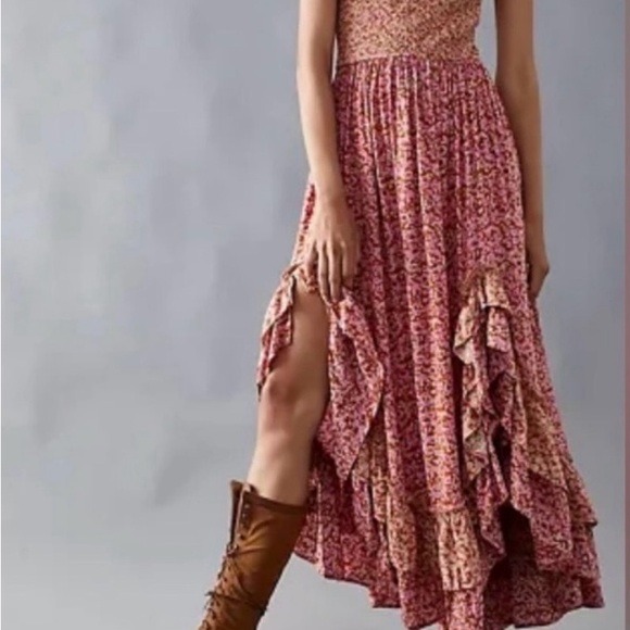 Free People Dresses & Skirts - Free People One I Love Dress XS NWT Caramel Combo Floral Boho
